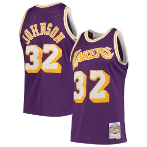 Magic Johnson Los Angeles Lakers 1984/85 Hardwood Classics Swingman Jersey Purple/Gold Refiné - Stock limité - Commandez vite votre maillot exclusif