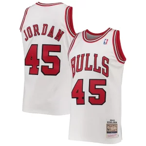 Men's Chicago Bulls Michael Jordan Exceptionnel White 1994 95 Hardwood Classics Authentic Player Jersey - Maillot de championnat - Revivez les victoires glorieuses