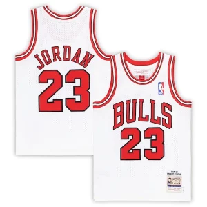 Michael Jordan Chicago Bulls Preschool 1997/98 Hardwood Classics Éclatant Authentic Jersey White/Black/Red - Pour les joueurs de basketball amateurs - Adapté à tous les styles de jeu