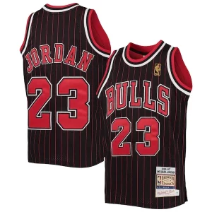 Michael Jordan Chicago Bulls Youth Haut de gamme 1996 97 Hardwood Classics Authentic Jersey Black/Red/Red/White - Maillot de qualité supérieure - Durable et résistant