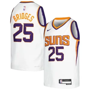 Mikal Bridges Phoenix Exceptionnel Suns Nike Youth Swingman Jersey Association Edition White/Purple - Maillot de qualité supérieure - Durable et résistant