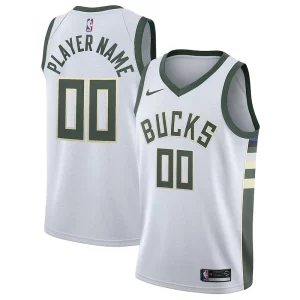 Milwaukee Bucks Commémoratif Nike 2020/21 Swingman Custom Jersey Association Edition White - Maillot de qualité supérieure - Durable et résistant