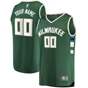 Milwaukee Bucks Youth Fast Break Custom Replica Jersey Dashing Hunter Green Icon Edition - Pour les joueurs de basketball amateurs - Adapté à tous les styles de jeu