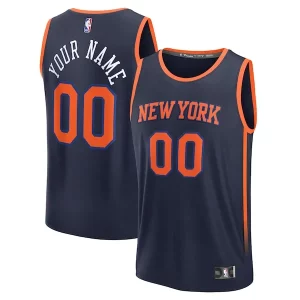 New York Knicks Custom Fast Break Exquisite Jersey Navy Statement Edition - Maillot de collection - Un bijou pour les amateurs
