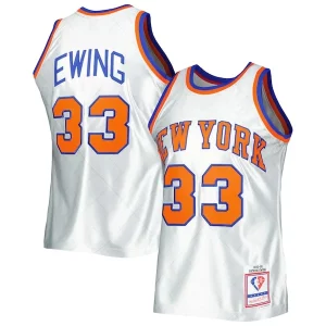 Patrick Ewing New York Knicks 1985/86 Hardwood Classics 75th Anniversary Exclusif Swingman Jersey Platinum - Maillot de qualité supérieure - Durable et résistant