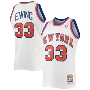 Patrick Ewing New York Knicks 1985/86 Superbe Hardwood Classics Authentic Jersey White - Fait à la main - Un produit unique et de qualité