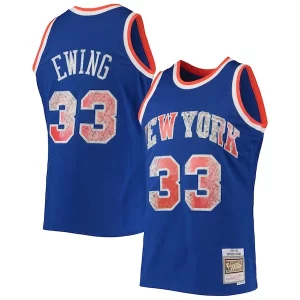 Patrick Ewing New York Knicks 1991/92 Authentique Hardwood Classics NBA 75th Anniversary Diamond Swingman Jersey Blue - Maillot authentique - Reproduit avec soin
