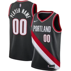 Portland Trail Blazers Nike Swingman Custom Jersey Black Exceptionnel Icon Edition - Édition commemorative - Souvenez-vous des moments inoubliables