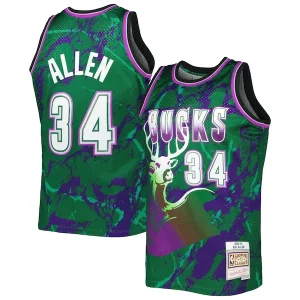 Ray Allen Haut de gamme Milwaukee Bucks 1996/97 Hardwood Classics Marble Swingman Jersey Green - Événement exclusif - Soyez l'un des premiers à avoir ce maillot