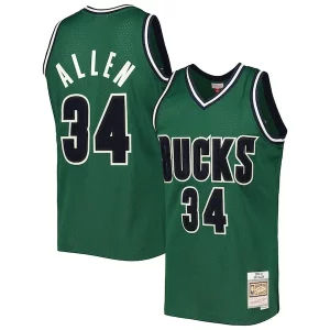 Ray Allen Milwaukee Bucks 2000/01 Hardwood Classics Off Court Swingman Stylish Jersey Hunter Green - Maillot authentique - Reproduit avec soin