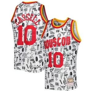 Sam Cassell Houston Admirable Rockets 1993/94 Hardwood Classics Doodle Swingman Jersey White - Confort et style combinés - Pour un look exceptionnel
