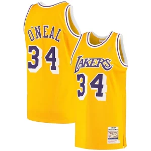 Shaquille O'Neal Notable Los Angeles Lakers 1996/97 Hardwood Classics Authentic Jersey Gold - Fait à la main - Un produit unique et de qualité