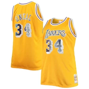 Shaquille O'Neal Los Angeles Lakers Big & Tall 1996 97 NBA Distingué 75th Anniversary Diamond Swingman Jersey Gold - Idéal pour les collectionneurs - Qualité premium garantie