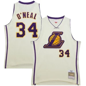 Shaquille O'Neal Los Angeles Refiné Lakers Chainstitch Swingman Jersey Cream - Design innovant - Écarte-vous du commun des mortels