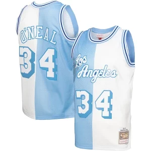Shaquille O'Neal Authentique Los Angeles Lakers Hardwood Classics 1996/97 Split Swingman Jersey Powder Blue/White - Confort et style combinés - Pour un look exceptionnel