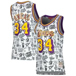 Shaquille O'Neal Moderne Los Angeles Lakers Women's 1996 Doodle Swingman Jersey White - Idéal pour les collectionneurs - Qualité premium garantie