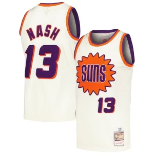 Steve Nash Phoenix Suns Chainstitch Swingman Jersey Cream Superbe - Pour les joueurs de basketball amateurs - Adapté à tous les styles de jeu