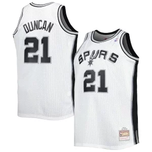 Tim Magnifique Duncan San Antonio Spurs Big & Tall Hardwood Classics 1998/99 Swingman Jersey White/Black - Maillot de championnat - Revivez les victoires glorieuses
