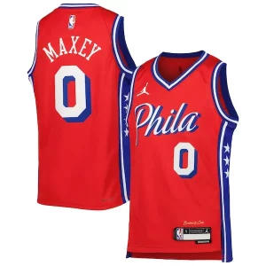 Tyrese Premium Maxey Philadelphia 76ers Jordan Brand Youth Swingman Jersey Statement Edition Red - Édition commemorative - Souvenez-vous des moments inoubliables