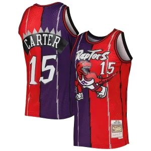Vince Carter Toronto Raptors Hardwood Classics 1998/99 Split Swingman Jersey Purple/Red Confortable - Idéal pour les collectionneurs - Qualité premium garantie