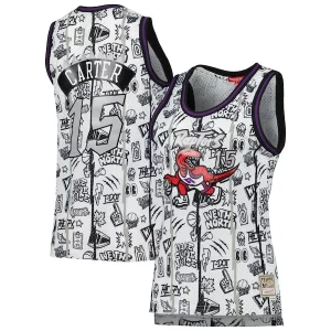 Vince Carter Toronto Raptors Collectible Women's 1998 Doodle Swingman Jersey White - Maillot de marque reconnue - Faites confiance à la qualité