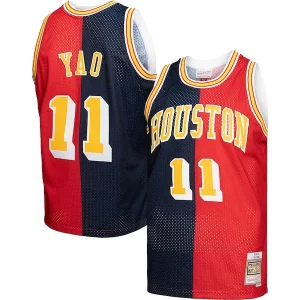 Yao Ming Houston Rockets Haut de gamme Hardwood Classics 2004/05 Split Swingman Jersey Navy/Red - Maillot de championnat - Revivez les victoires glorieuses